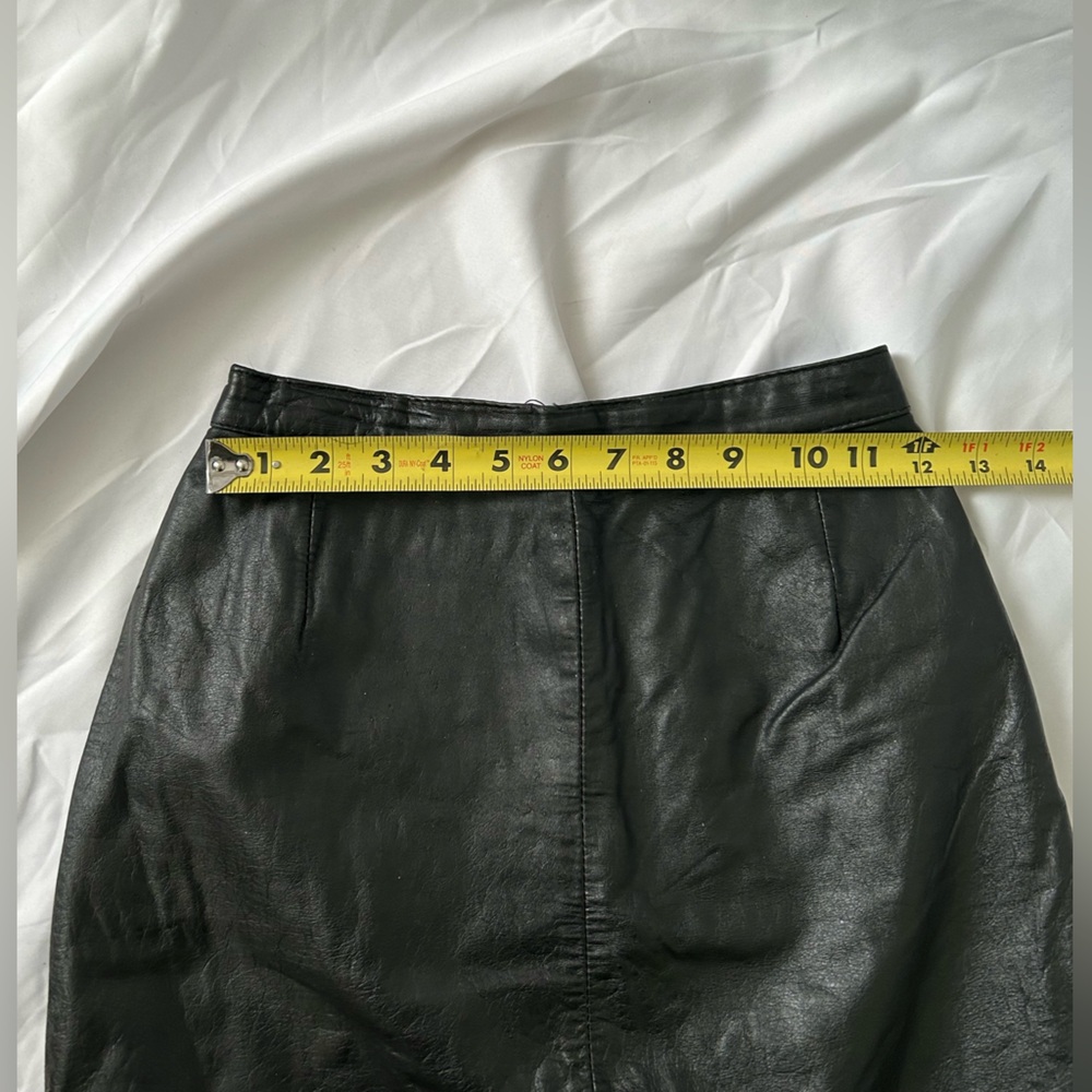 Vintage Black Leather Mini Skirt - Picture 3 of 6